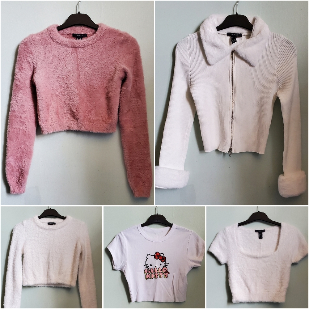 Forever 21 Women's 5-Piece Top Bundle, Eyelash Fuzzy Sweater Bundle